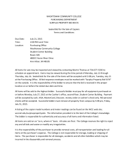 Surplus Property Sale - Washtenaw Community College