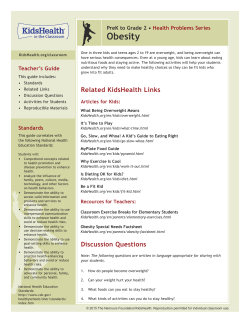 Teacher`s Guide: Obesity (PreK to Grade 2)