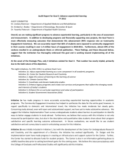 Audit Report for Goal 2: Advance experiential learning FY 2012