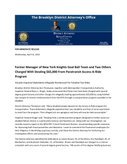 Former Manager of New York Knights Goal Ball Team and Two