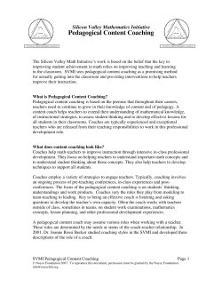 Pedagogical Content Coaching