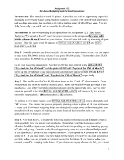 Assignment 12.2 Zero-based Budgeting Guide for Excel