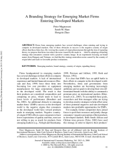 A Branding Strategy for Emerging Market Firms Entering Developed