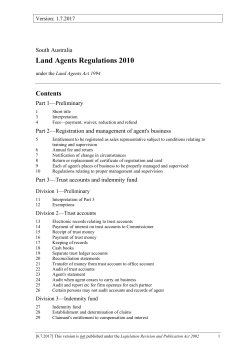 Land Agents Regulations 2010 - South Australian Legislation
