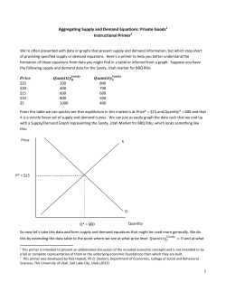 Aggregating Supply and Demand Equations: Private Goods1