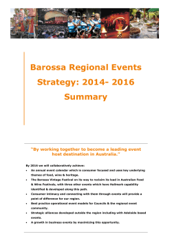 Barossa Regional Events Strategy: 2014- 2016