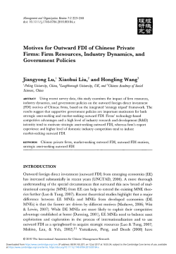 Motives for Outward FDI of Chinese Private Firms: Firm Resources
