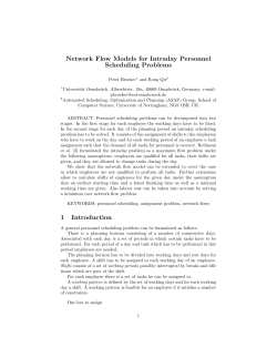 Network Flow Models for Intraday Personnel Scheduling Problems 1