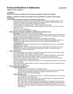 Food and Nutrition II Addendum