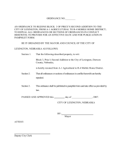 Ordinance - City of Lexington, NE