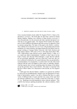 CAUSAL DIVERSITY AND THE MARKOV CONDITION I have