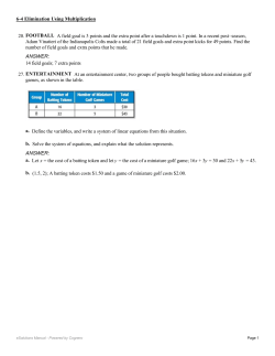 20. FOOTBALL A field goal is 3 points and the extra point after a