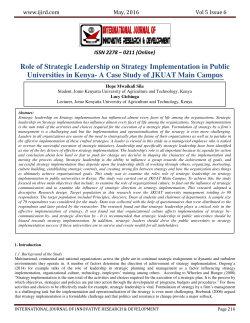 Role of Strategic Leadership on Strategy Implementation in Public