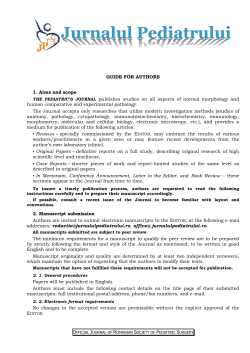 guide for authors - Jurnalul Pediatrului