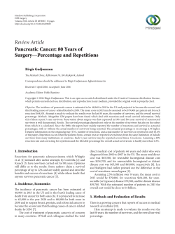 Pancreatic Cancer: 80 Years of Surgery&mdash;Percentage and Repetitions