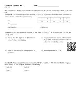 Exponential Equations HW 2