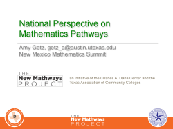 National Perspective on Mathematics Pathways