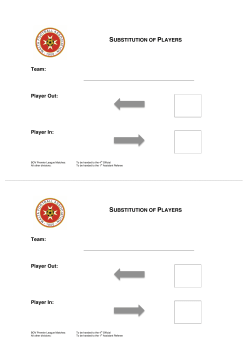 SUBSTITUTION OF PLAYERS Team: Player Out: Player In