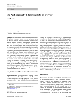 The &ldquo;task approach&rdquo; to labor markets: an overview