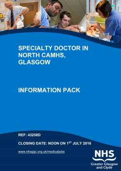 specialty doctor in North CAMHS, Glasgow information pack reF