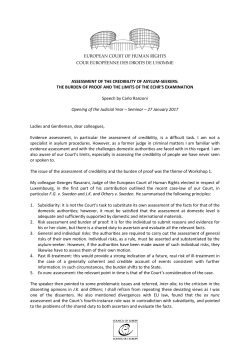 ASSESSMENT OF THE CREDIBILITY OF ASYLUM