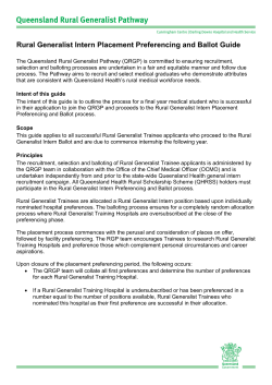 Rural Generalist Intern Placement Preferencing and Ballot Guide