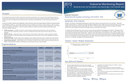 Outcome Monitoring Report No. 8 - BELIEVING: Students Know the