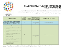 Application Attachments Table of Contents