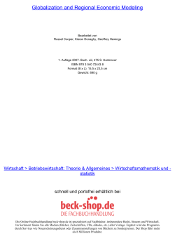 Globalization and Regional Economic Modeling - Toc - Beck-Shop