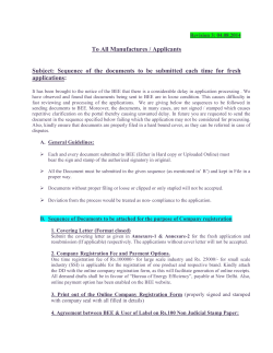 Sequence of the documents to be submitted each time for fresh