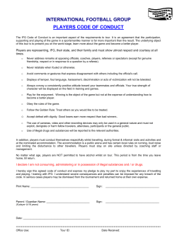 INTERNATIONAL FOOTBALL GROUP PLAYERS CODE OF