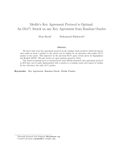 Merkle`s Key Agreement Protocol is Optimal: An O(n 2