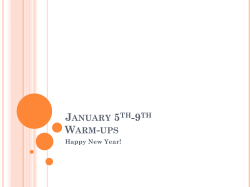 January 5th-9th Warm-ups