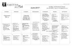 the June resident enrichment calendar