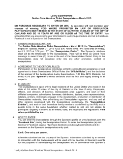 Lucky Golden State Warriors Ticket Sweepstakes &ndash; March 2015