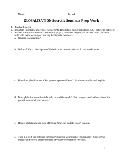 GLOBALIZATION Socratic Seminar Prep Work
