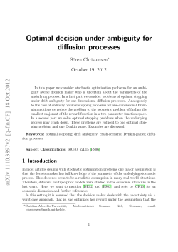 Optimal decision under ambiguity for diffusion processes