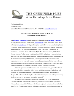 2015 Greenfield Prize Awarded in Music to Composer Bobby Previte