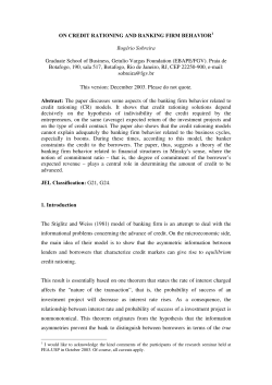 ON CREDIT RATIONING AND BANKING FIRM BEHAVIOR Rog&eacute;rio