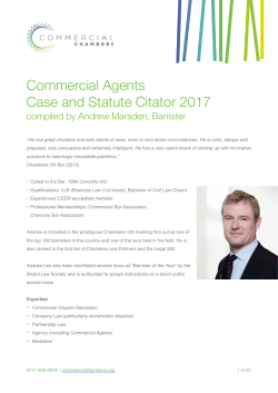 Commercial Agents (Case and Statute Citator 2017)