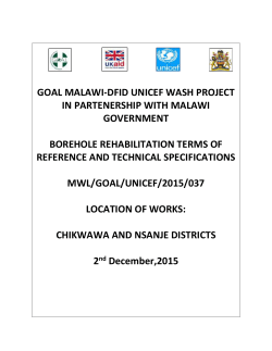 Borehole Rehabilitation Tender-Chikwawa and Nsanje.