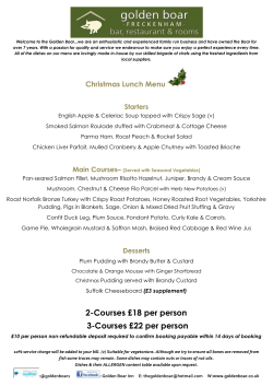 Christmas Lunch Menu Starters