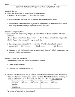 Name Class ______ Lessons 1 &ndash; 15 Ratio and Proportional