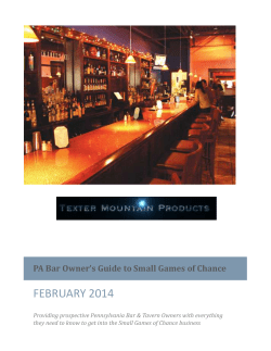PA Bar Owner`s Guide to Small Games of Chance