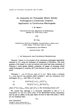 An Inequality for Processes Which Satisfy Kolmogorov`s Continuity