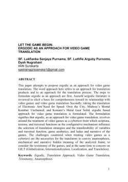 1 LET THE GAME BEGIN: ERGODIC AS AN