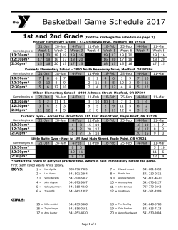 Basketball Game Schedule 2017