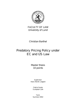 Predatory Pricing Policy under EC and US Law