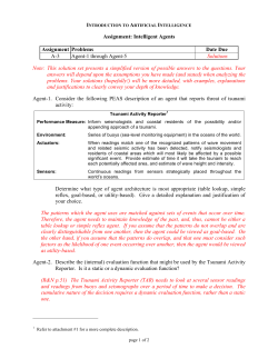Assignment: Intelligent Agents Assignment Problems Date Due A