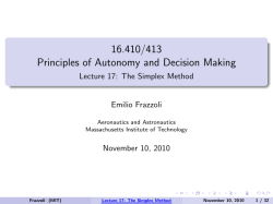 16.410 Lecture 17: The Simplex Method